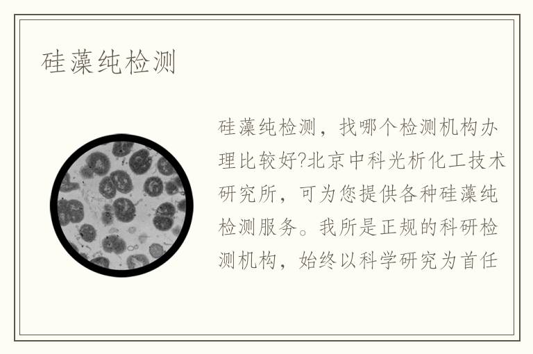 硅藻纯检测