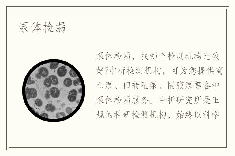 泵体检漏试验